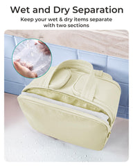 BAGSMART Travel Toiletry Bag dry-wet separation emphasizes clean, mixed-contents design
