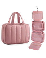 BAGSMART travel toiletry bag in dusty rose aids on-the-go organization with style.