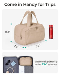 BAGSMART Travel Toiletry Bag four-compartments keep cosmetics neatly separated