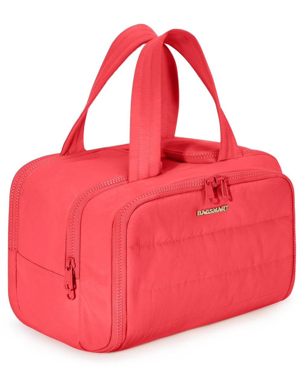 BAGSMART travel toiletry bag front view in g-bright-red for quick access.