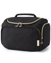 BAGSMART travel toiletry bag, front view, highlights large capacity for toiletries and cosmetics.