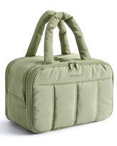 BAGSMART travel toiletry bag green front pocket keeps items organized while on the go.