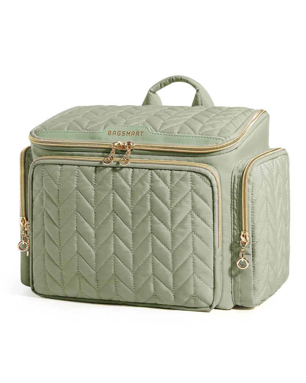 BAGSMART travel toiletry bag green front view shows easy-access design for quick packing