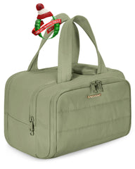 BAGSMART Travel Toiletry Bag in green shows a wide opening for easy access during travel.