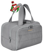 BAGSMART Travel Toiletry Bag in grey, full open reveals roomy compartments for toiletries.