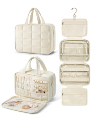 BAGSMART travel toiletry bag with jewelry organizer hanging for easy access.