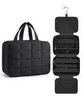 BAGSMART travel toiletries bag with jewelry organizer, neatly organized for trips.