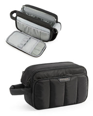 BAGSMART travel toiletry bag open view enables quick access to cosmetics.