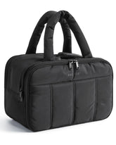 BAGSMART travel toiletry bag puffy black highlights compact, stylish design for easy packing on trips.