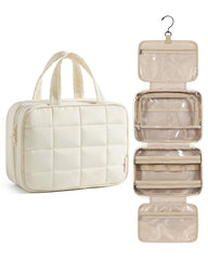 BAGSMART travel toiletry bag puffy material closeup shows soft lightweight comfort for trips