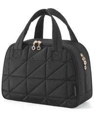 BagSmart travel toiletry bag with puffy material provides lightweight packing comfort.