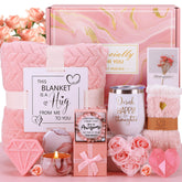 BaiCai birthday gift set for women on pink box, premium self-care starter for her.