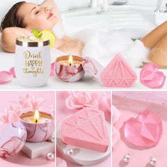 BaiCai rose-scented candle and handmade soap for a soothing bath-time escape.