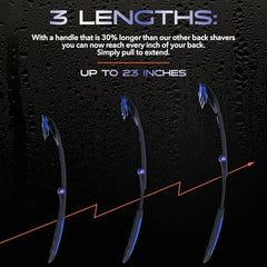 baKblade 3.0 dual-sided handle enables forehand and backhand shaving.