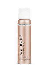 BALI BODY Instant Tan bottle spray demonstrates fast, even bronze mist for a quick glow.