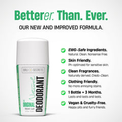 Bali Secrets clean ingredients label — non-toxic formula without aluminum or parabens