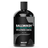 Ballsy Ballwash charcoal bottle pour for quick, refreshing cleanse.