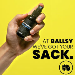 Ballsy Body & Groin Spray after-workout use for quick freshness and odor control.