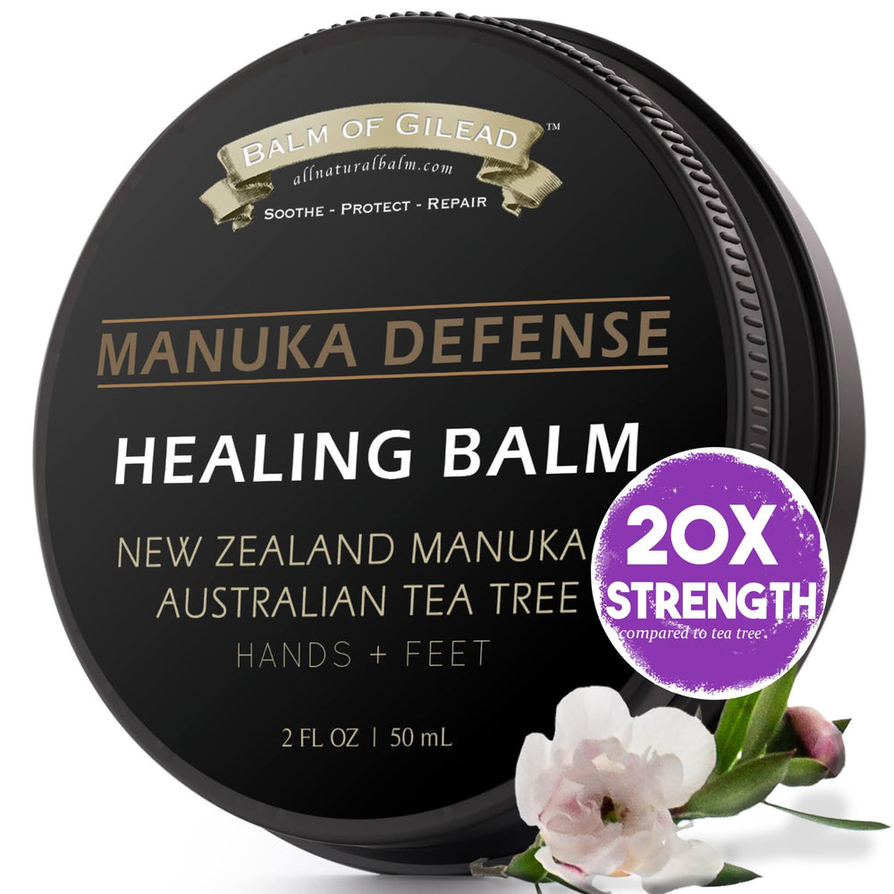 BALM OF GILEAD Tea Tree Balm 2oz bottle for soothing itchy feet.