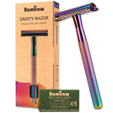 Bambaw rainbow double-edge razor hero for eco-friendly grooming