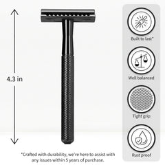 Bambaw safety razor metal body detailed shot highlighting long-lasting eco-friendly design.