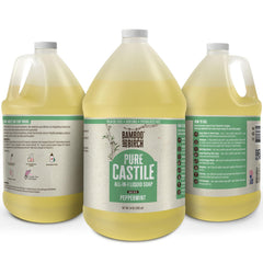 BAMBOO AND BIRCH peppermint castile soap for body, face, and hair care.