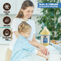 Bamboo and Birch Pure Castile Soap Unscented pour demonstrates easy, mess-free dispensing.