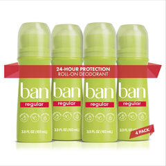 Ban Invisible Roll-On Deodorant shows clear application for odor protection.