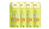 Ban Sweet Simplicity solid deodorant application shows clear, residue-free protection.