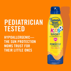 Banana Boat SPF 50 spray provides UVA/UVB protection during sunny play.