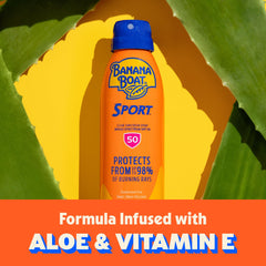 Banana Boat spray nozzle close-up illustrating easy one-handed application