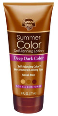 Banana Boat Summer Color self tanning lotion bottle demonstrates shade development for a sunless tan.