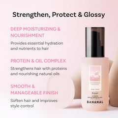 BANANAL hair-serum-mist dispense-pump demonstration for easy application.