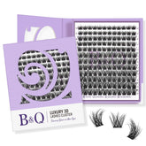 B&Qaugen Lash Clusters tray closeup highlights fluffy 3D texture for natural volume.