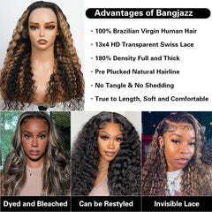 Bangjazz virgin Brazilian deep-wave hair supports heat styling and color changes.