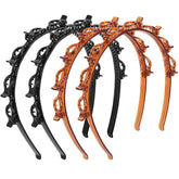 4 Pcs Bangs Hairstyle Hairpin Headband red-black close-up shows clip-ready design for quick bangs styling.