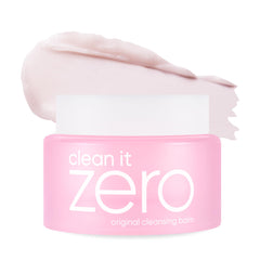 BANILA CO Clean it Zero jar close-up showing sherbet texture for gentle cleansing