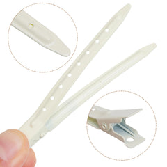 Bantoye 3.35-inch white duck bill clip for holding hair during styling.
