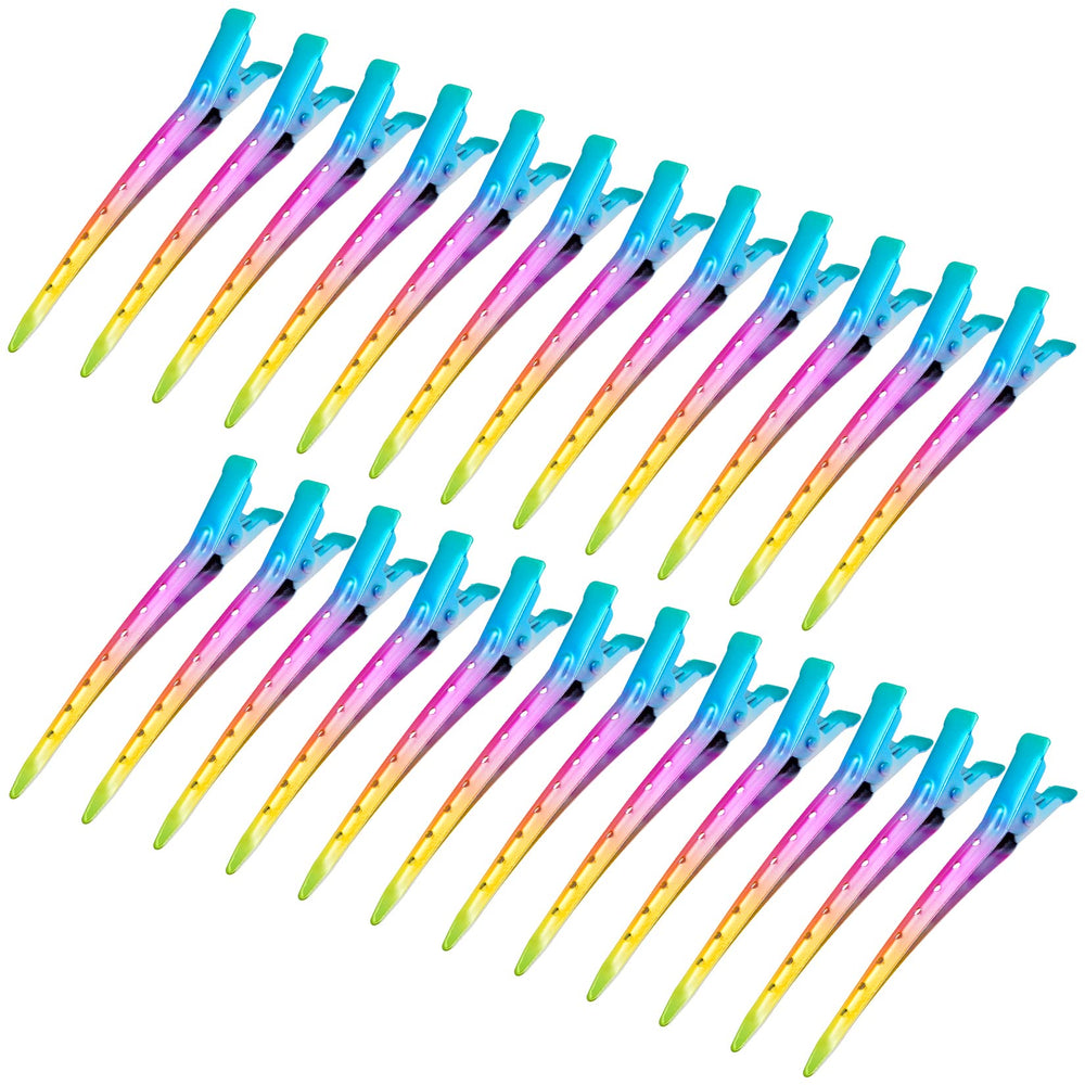 Bantoye duck bill clip gradient rainbow closeup for reliable grip during styling