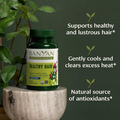 Banyan Botanicals amla and bhringaraj herbs dried for hair care.