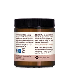 Banyan Botanicals Beauty Balm ingredients visual features ghee, coconut oil, and shatavari.