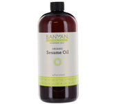 Banyan Botanicals sesame oil bottle 34oz for skin, hair, and oil-pulling routines.