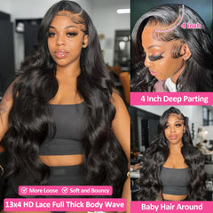 Baoliyer HD transparent 13x4 lace front provides seamless scalp appearance.