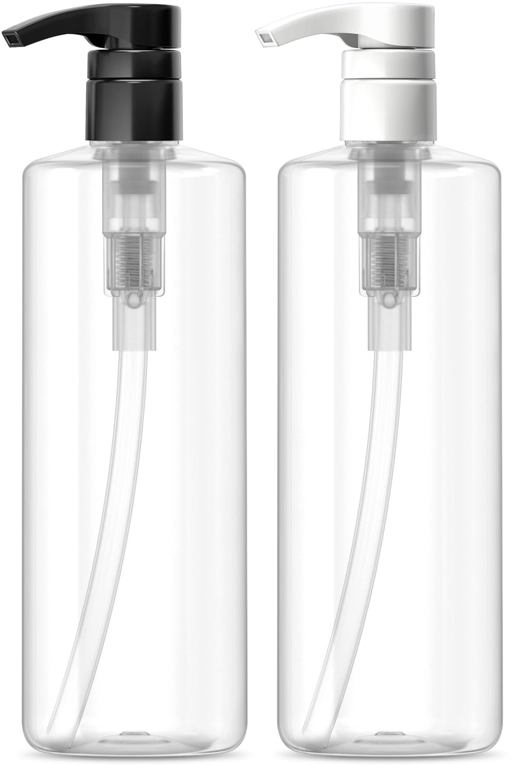 Bar5F 16oz clear-lotion-bottle with pump open for easy dispensing.