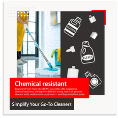 Bar5F bottle designed for safe storage of bleach and cleaners with durable construction.