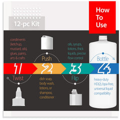 Bar5F three-bottle set with diverse closures for versatile dispensing tasks.
