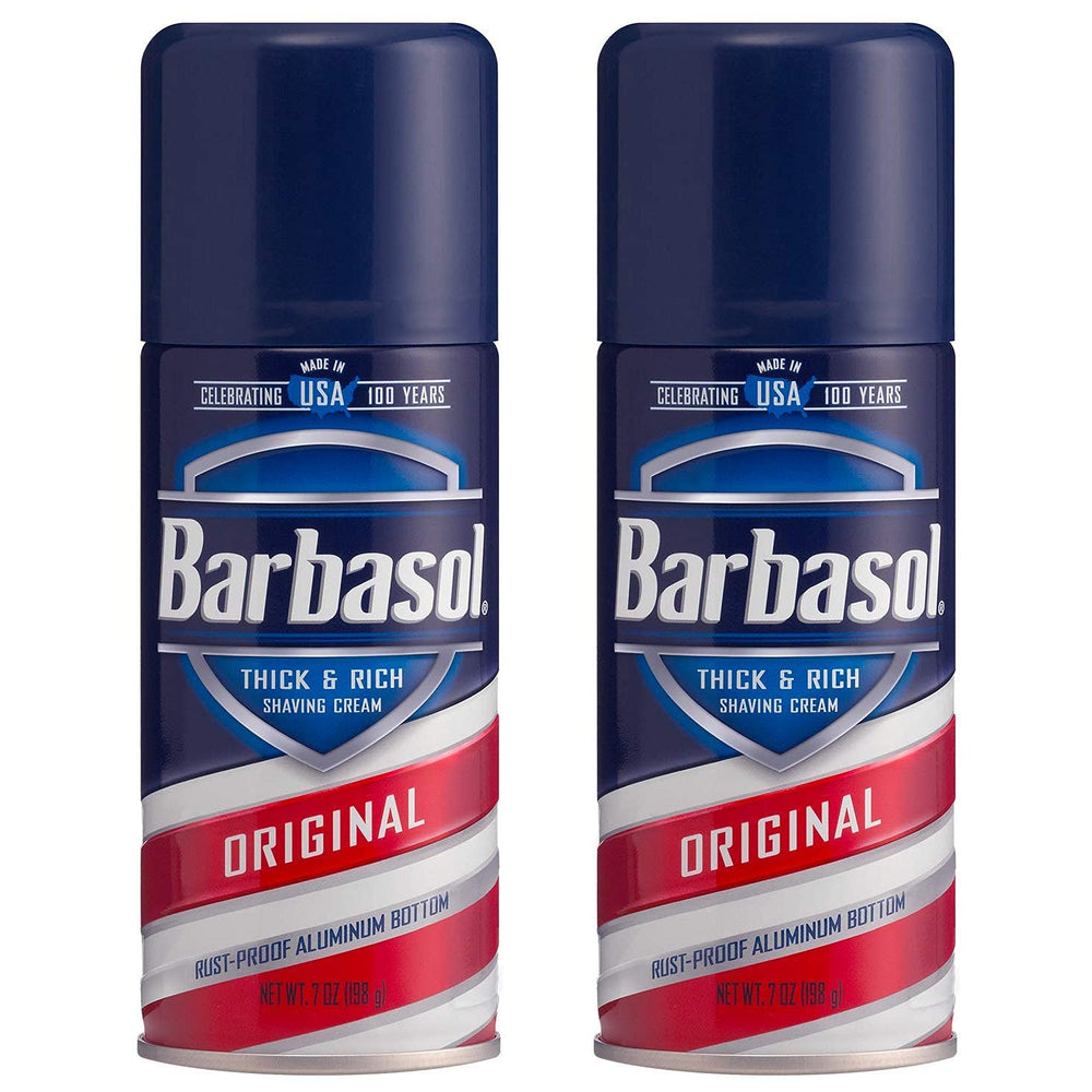 Barbasol Original shaving cream can front view in a 2-pack for a close shave.