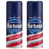 Barbasol Original shaving cream can front view in a 2-pack for a close shave.