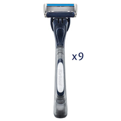 Barbasol Ultra 6 Plus open flow blades enable easy cleaning and longer blade life.