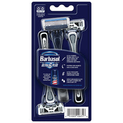 Barbasol Ultra 6 Plus pivoting head for contour-following, comfortable shaving.